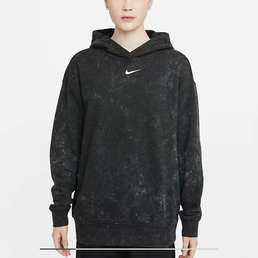 Nike Sportswear Essential Washed Fleece Hoodie DD5640-010 Black NWT Women’s S
